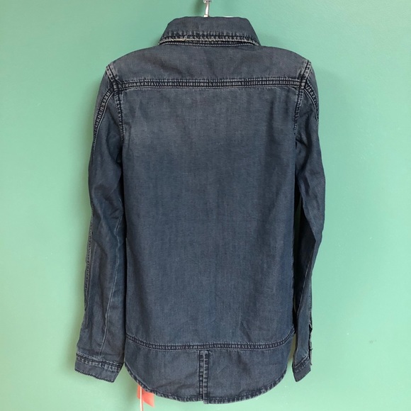 Blank NYC Dark Wash Long Sleeve Chambray Button Down Shirt Girls Size S NWT - Picture 6 of 9